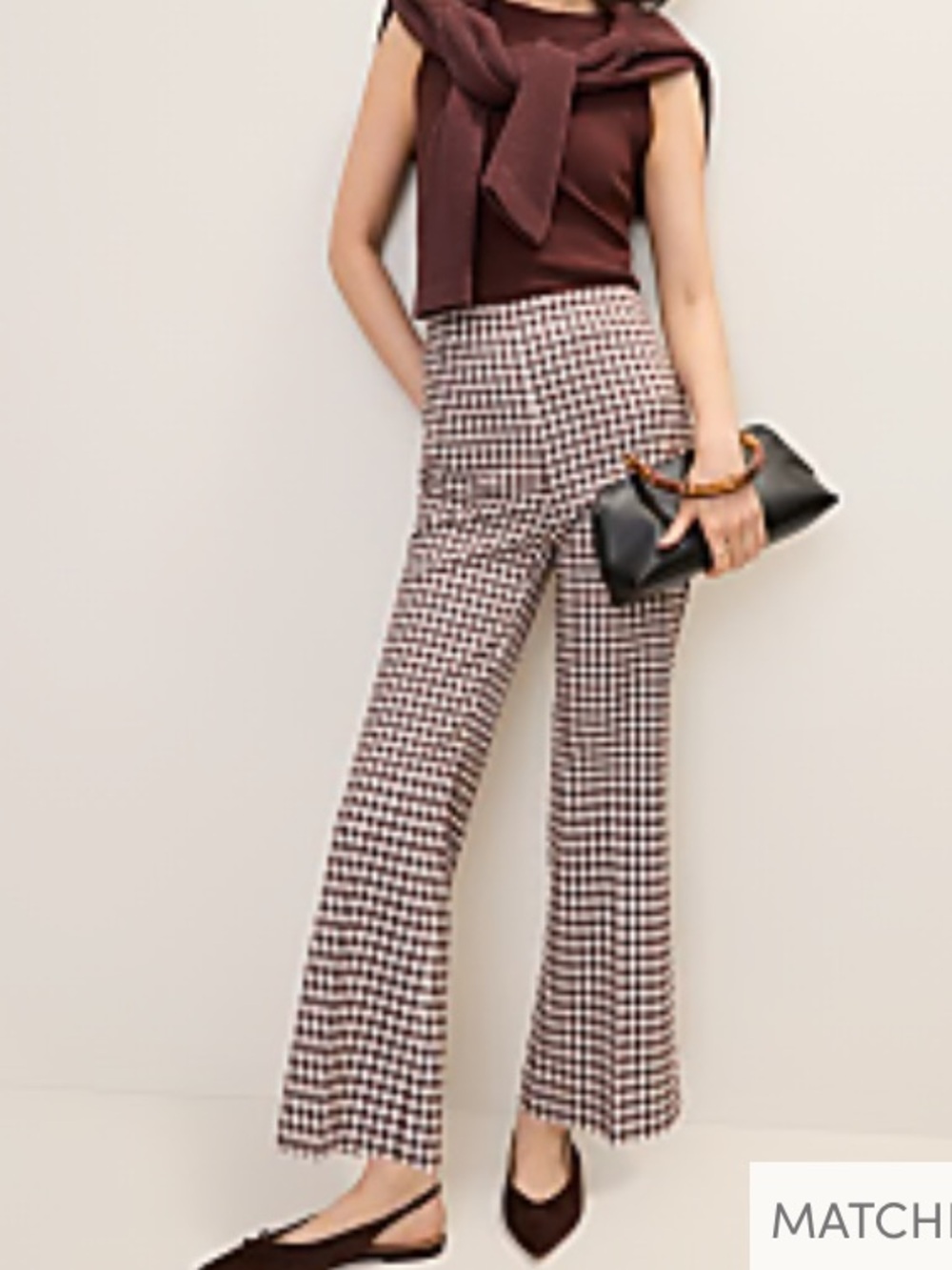 Ann Taylor Grace Pant-  Brown & White Gingham